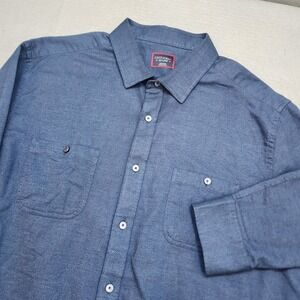 UNTUCKit Hemsworth Men's Blue Herringbone Regular Fit Button‎ Down Shirt XXL